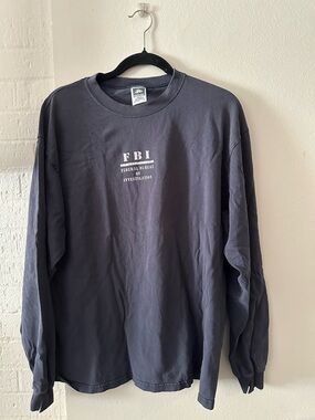 FBI Logo Long Sleeve Crewneck Tee - Dark Navy